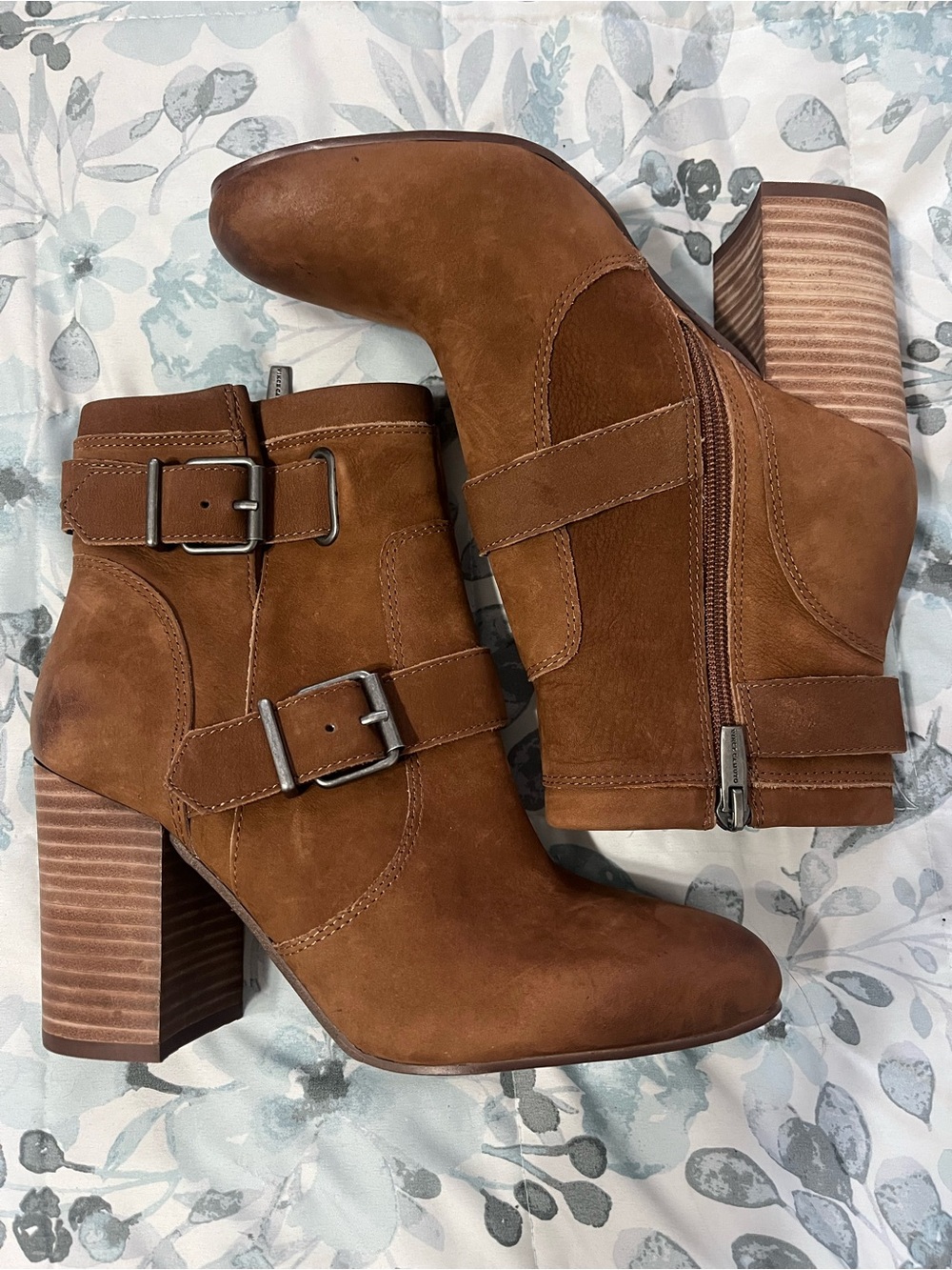 Vince Camuto Chestnut Suede Buckle Ankle Booties